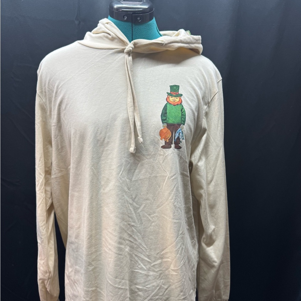 Denim & Flower Beige t-shirt hoodie with Green Leprechaun Design